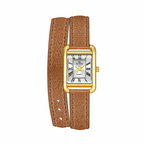 Elegante Damen Armbanduhr im Retro Stil Rechteckiges Zifferblatt & Lederarmband