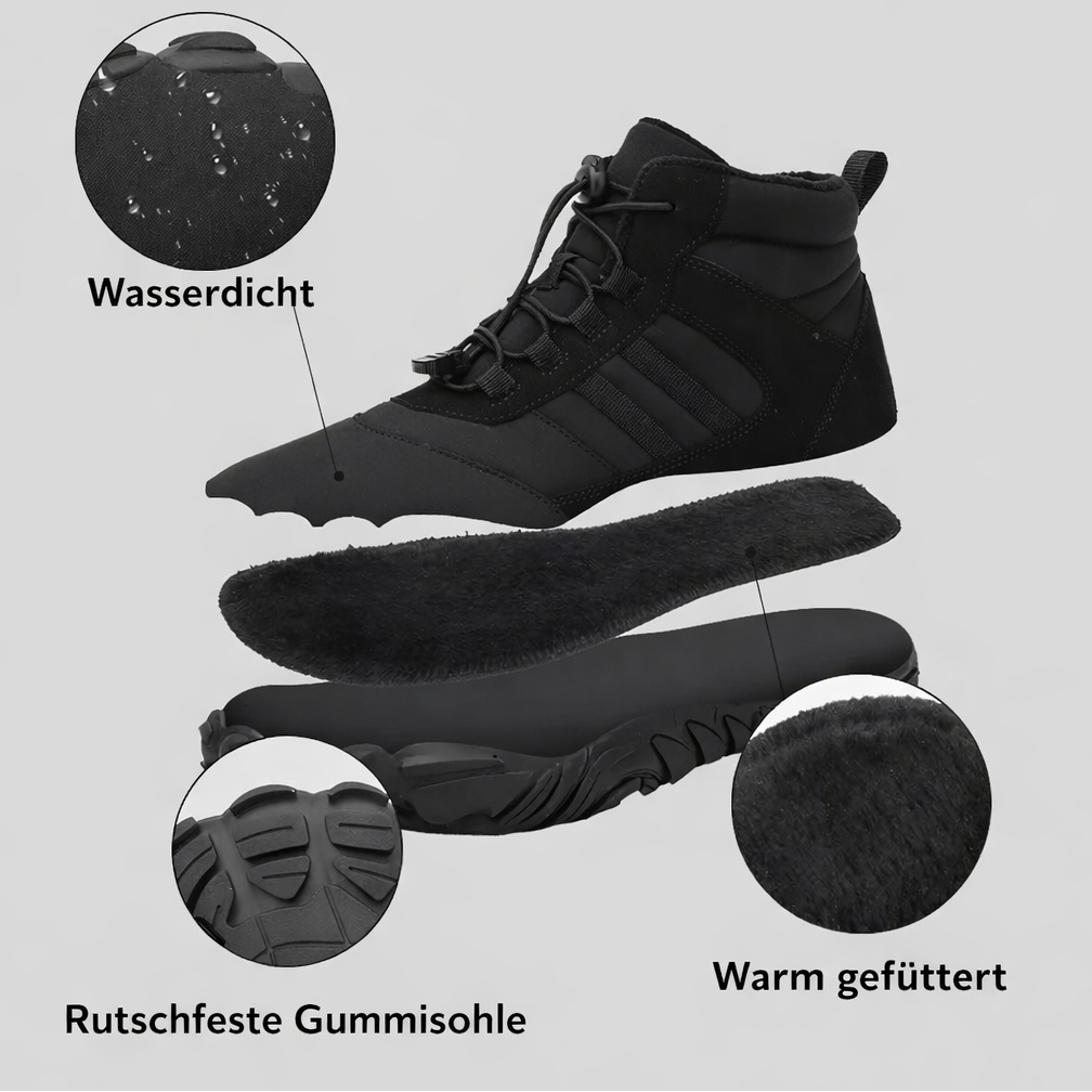 Unisex Winter-Barfußboots – wasserdicht, warm gefüttert & rutschfest (Walking / Outdoor / leichte Wanderung
