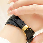 Elegante Damen Armbanduhr im Retro Stil Rechteckiges Zifferblatt & Lederarmband