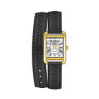 Elegante Damen Armbanduhr im Retro Stil Rechteckiges Zifferblatt & Lederarmband