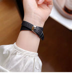 Elegante Damen Armbanduhr im Retro Stil Rechteckiges Zifferblatt & Lederarmband